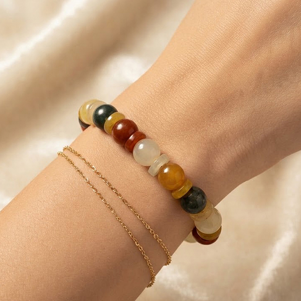 Natural Multi Color Jade Gemstones 163.19 Ct. Beads Flexibility Bracelet Mixed Shape