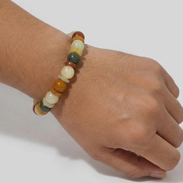Natural Multi Color Jade Gemstones 168.17 Ct. Beads Flexibility Bracelet Mixed Shape