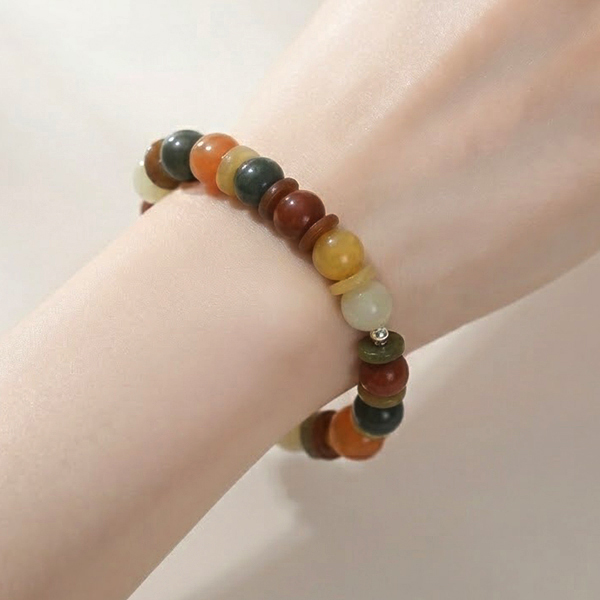 Natural Multi Color Jade Gemstones 172.16 Ct. Beads Flexibility Bracelet Mixed Shape