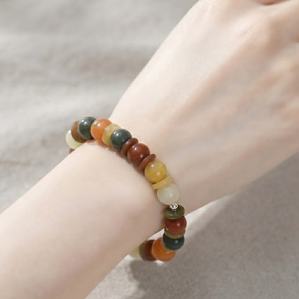 Natural Multi Color Jade Gemstones 170.30 Ct. Beads Flexibility Bracelet Mixed Shape