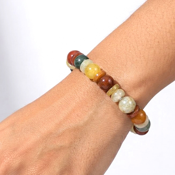 Natural Multi Color Jade Gemstones 170.38 Ct. Beads Flexibility Bracelet Mixed Shape