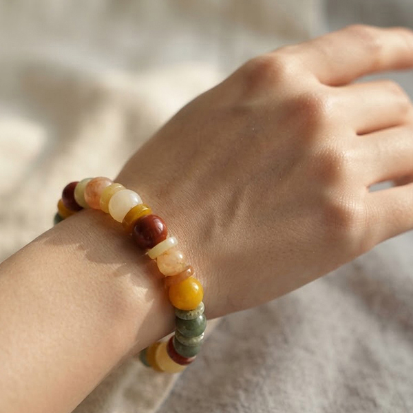 Natural Multi Color Jade Gemstones 173.92 Ct. Beads Flexibility Bracelet Mixed Shape