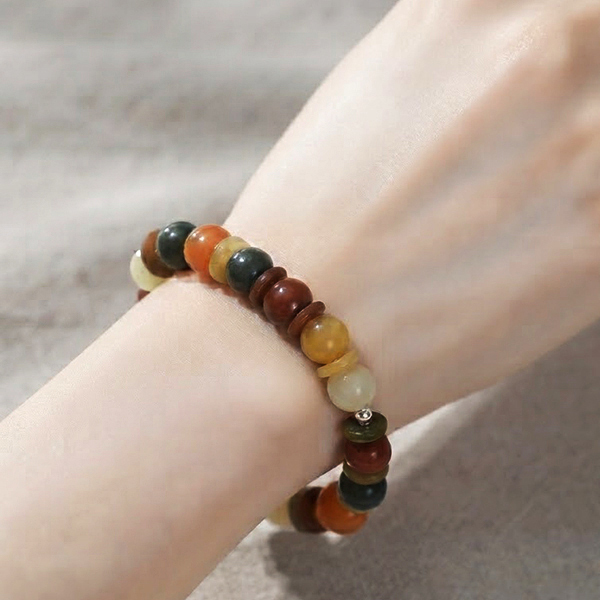 Natural Multi Color Jade Gemstones 168.75 Ct. Beads Flexibility Bracelet and Mixed Shape