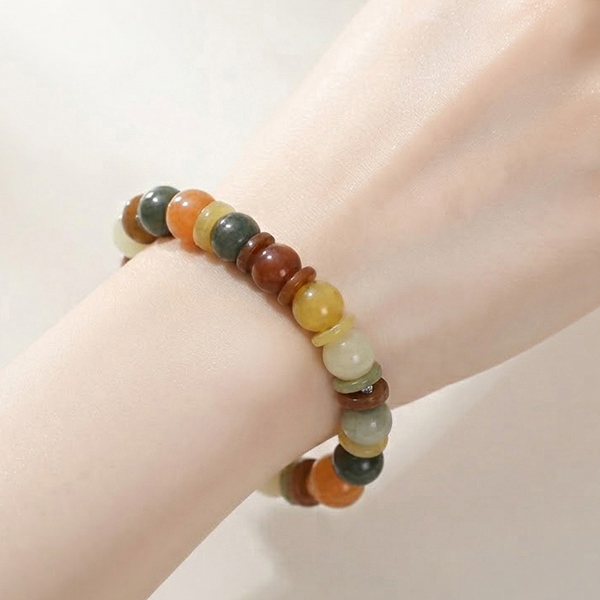 Natural Multi Color Jade Gemstones 170.93 Ct. Beads Flexibility Bracelet Mixed Shape