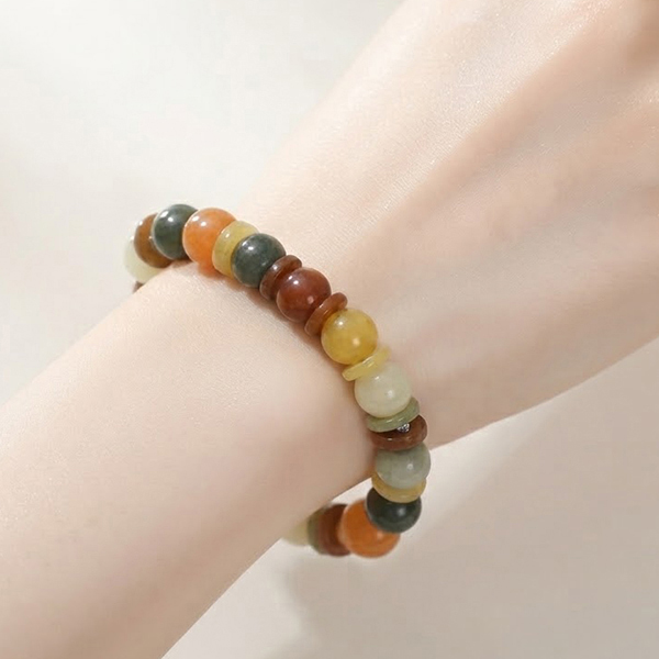 Natural Multi Color Jade Gemstones 173.50 Ct. Beads Flexibility Bracelet Mixed Shape