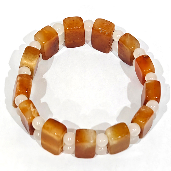 Natural Honey and White Jade Gemstones 238.36 Ct. Beads Flexibility Bracelet and Mixed Shape